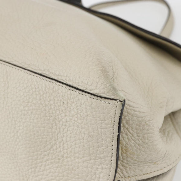 GUCCI Hand Bag Leather 2way White Silver 370830 Auth 148582