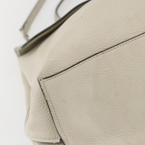GUCCI Hand Bag Leather 2way White Silver 370830 Auth 148582