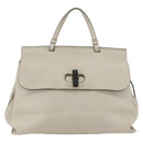 GUCCI Hand Bag Leather 2way White Silver 370830 Auth 148582-2