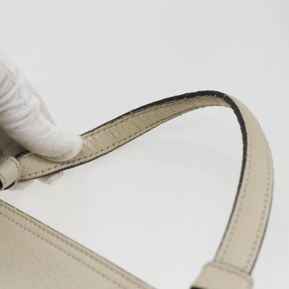GUCCI Hand Bag Leather 2way White Silver 370830 Auth 148582