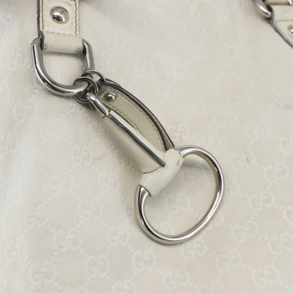 GUCCI GG Canvas Guccissima Tote Bag Leather White Silver 229852 Auth 148583