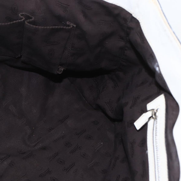 GUCCI GG Canvas Guccissima Tote Bag Leather White Silver 229852 Auth 148583