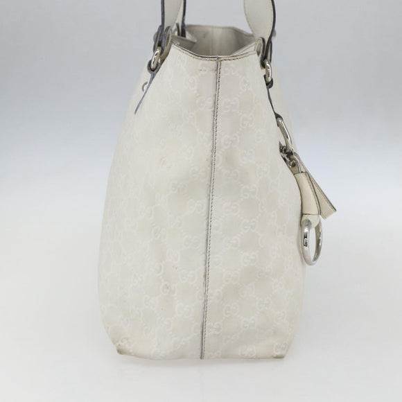 GUCCI GG Canvas Guccissima Tote Bag Leather White Silver 229852 Auth 148583