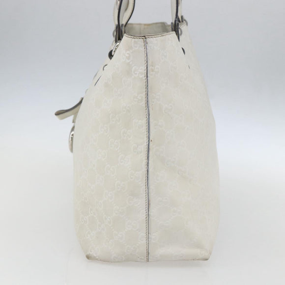 GUCCI GG Canvas Guccissima Tote Bag Leather White Silver 229852 Auth 148583