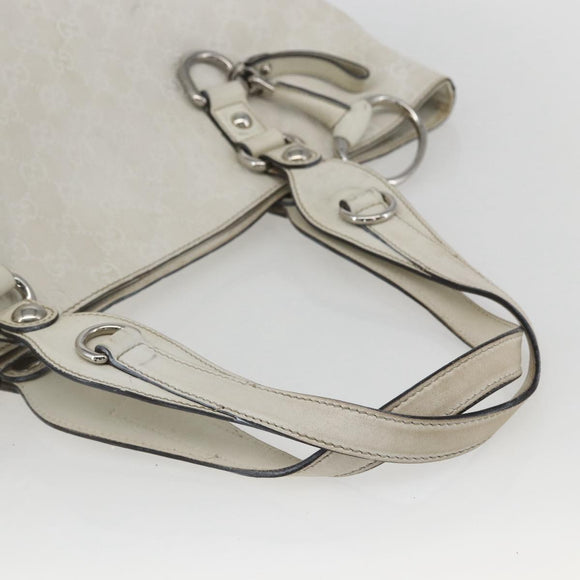 GUCCI GG Canvas Guccissima Tote Bag Leather White Silver 229852 Auth 148583