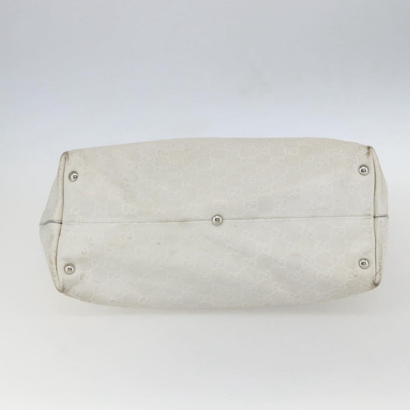 GUCCI GG Canvas Guccissima Tote Bag Leather White Silver 229852 Auth 148583