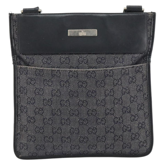GUCCI GG Canvas Shoulder Bag Black Silver 27639 Auth 148585