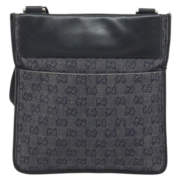 GUCCI GG Canvas Shoulder Bag Black Silver 27639 Auth 148585
