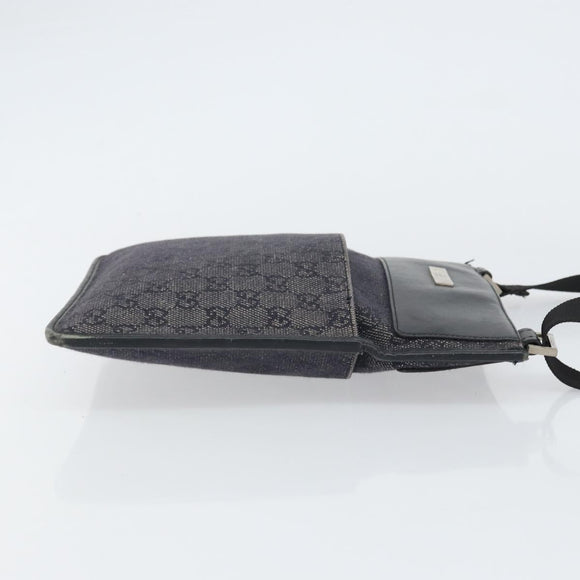 GUCCI GG Canvas Shoulder Bag Black Silver 27639 Auth 148585