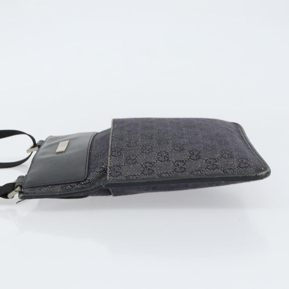 GUCCI GG Canvas Shoulder Bag Black Silver 27639 Auth 148585