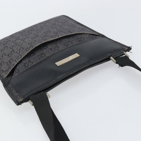 GUCCI GG Canvas Shoulder Bag Black Silver 27639 Auth 148585