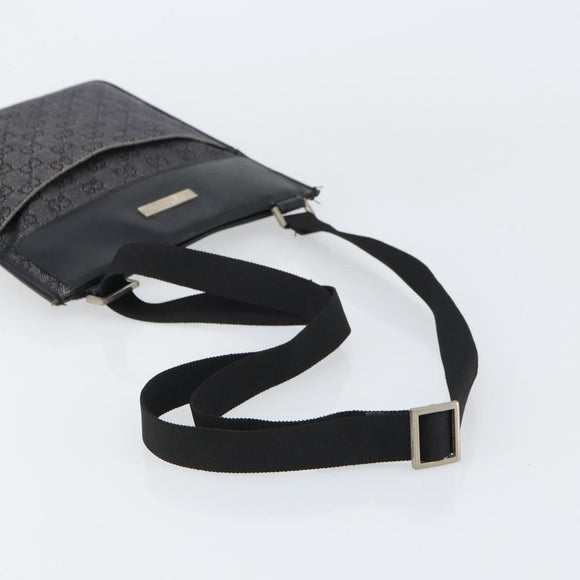 GUCCI GG Canvas Shoulder Bag Black Silver 27639 Auth 148585