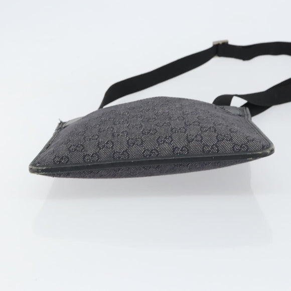 GUCCI GG Canvas Shoulder Bag Black Silver 27639 Auth 148585