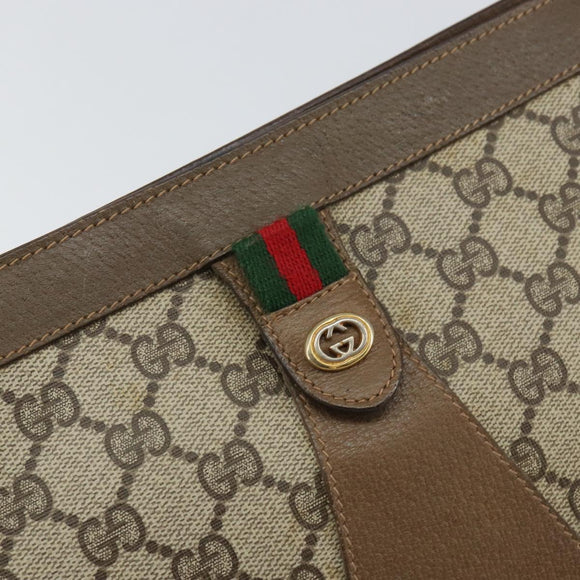 GUCCI GG Supreme Web Sherry Line Clutch Bag PVC Beige 89 01 033 Auth 148586