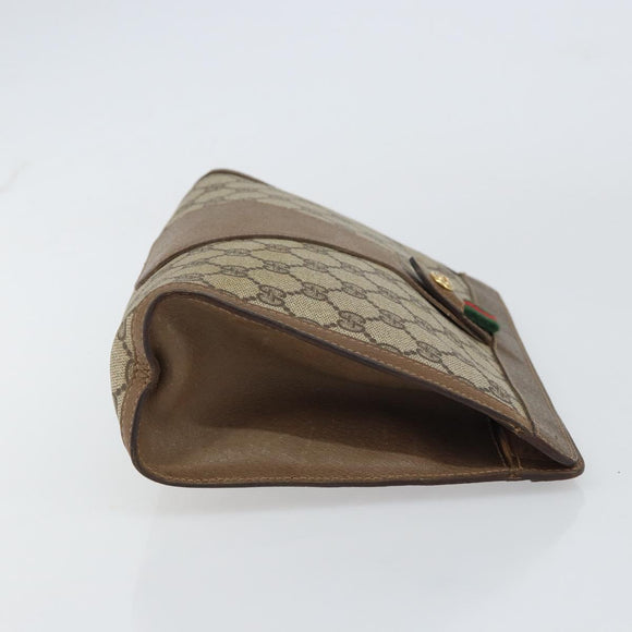 GUCCI GG Supreme Web Sherry Line Clutch Bag PVC Beige 89 01 033 Auth 148586