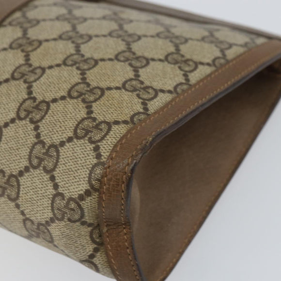 GUCCI GG Supreme Web Sherry Line Clutch Bag PVC Beige 89 01 033 Auth 148586