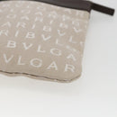 BVLGARI Logo Mania Shoulder Bag Canvas Beige Silver Auth 148587V-12