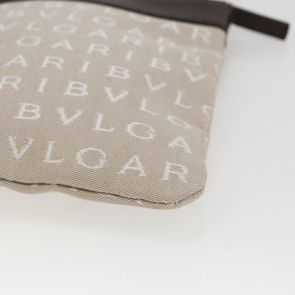 BVLGARI Logo Mania Shoulder Bag Canvas Beige Silver Auth 148587V