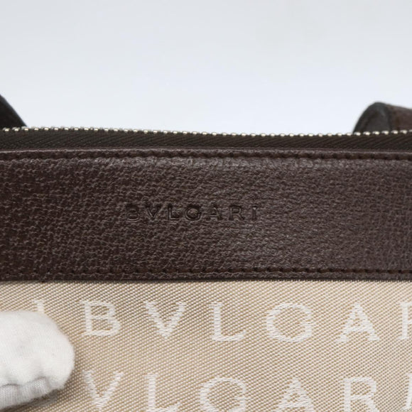 BVLGARI Logo Mania Shoulder Bag Canvas Beige Silver Auth 148587V