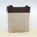 BVLGARI Logo Mania Shoulder Bag Canvas Beige Silver Auth 148587V-22