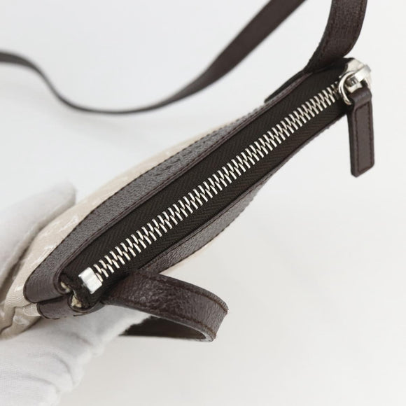 BVLGARI Logo Mania Shoulder Bag Canvas Beige Silver Auth 148587V