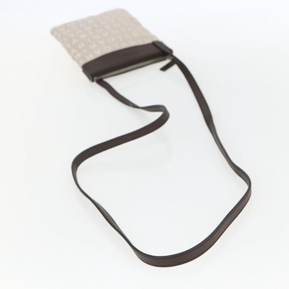 BVLGARI Logo Mania Shoulder Bag Canvas Beige Silver Auth 148587V