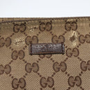 GUCCI GG Canvas Web Sherry Line Shoulder Bag Beige Silver 189749 Auth 148588-13