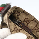 GUCCI GG Canvas Web Sherry Line Shoulder Bag Beige Silver 189749 Auth 148588-14