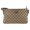 GUCCI GG Canvas Web Sherry Line Shoulder Bag Beige Silver 189749 Auth 148588-2