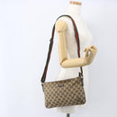 GUCCI GG Canvas Web Sherry Line Shoulder Bag Beige Silver 189749 Auth 148588-22
