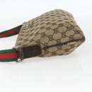 GUCCI GG Canvas Web Sherry Line Shoulder Bag Beige Silver 189749 Auth 148588-4