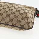 GUCCI GG Canvas Web Sherry Line Shoulder Bag Beige Silver 189749 Auth 148588-9