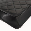 CHANEL Matelasse 25 Chain Shoulder Bag Lamb Skin Black Gold CC Auth 148589SM-18