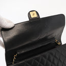 CHANEL Matelasse 25 Chain Shoulder Bag Lamb Skin Black Gold CC Auth 148589SM-9