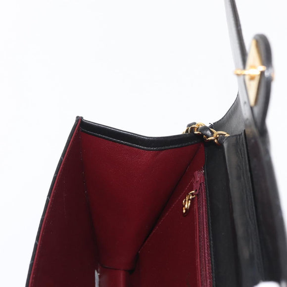 CHANEL Matelasse 25 Chain Shoulder Bag Lamb Skin Black Gold CC Auth 148589SM