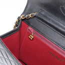 CHANEL Matelasse 25 Chain Shoulder Bag Lamb Skin Black Gold CC Auth 148589SM-26