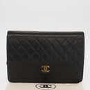 CHANEL Matelasse 25 Chain Shoulder Bag Lamb Skin Black Gold CC Auth 148589SM-13