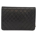 CHANEL Matelasse 25 Chain Shoulder Bag Lamb Skin Black Gold CC Auth 148589SM-3