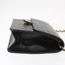 CHANEL Matelasse 25 Chain Shoulder Bag Lamb Skin Black Gold CC Auth 148589SM-4