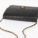 CHANEL Matelasse 25 Chain Shoulder Bag Lamb Skin Black Gold CC Auth 148589SM-7