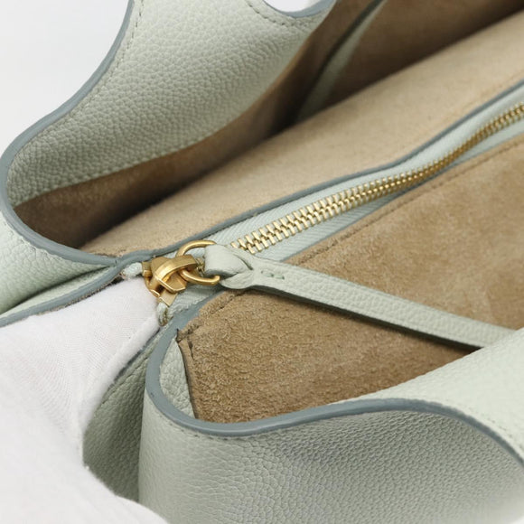 CELINE Trillodo Hand Bag Leather Light Blue Gold Auth 148596M