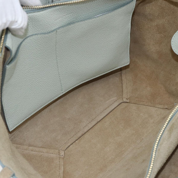 CELINE Trillodo Hand Bag Leather Light Blue Gold Auth 148596M
