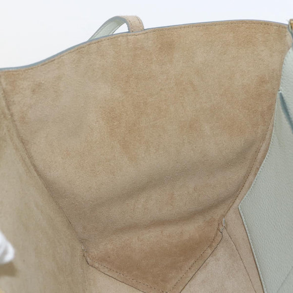 CELINE Trillodo Hand Bag Leather Light Blue Gold Auth 148596M