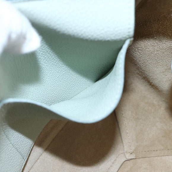 CELINE Trillodo Hand Bag Leather Light Blue Gold Auth 148596M