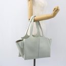 CELINE Trillodo Hand Bag Leather Light Blue Gold Auth 148596M-23