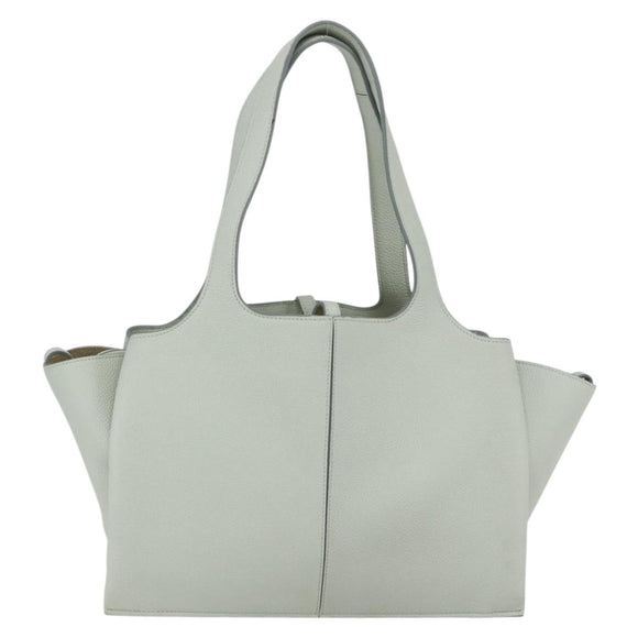 CELINE Trillodo Hand Bag Leather Light Blue Gold Auth 148596M