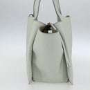 CELINE Trillodo Hand Bag Leather Light Blue Gold Auth 148596M-4