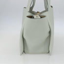 CELINE Trillodo Hand Bag Leather Light Blue Gold Auth 148596M-5