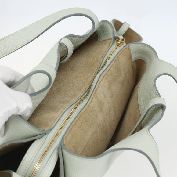 CELINE Trillodo Hand Bag Leather Light Blue Gold Auth 148596M