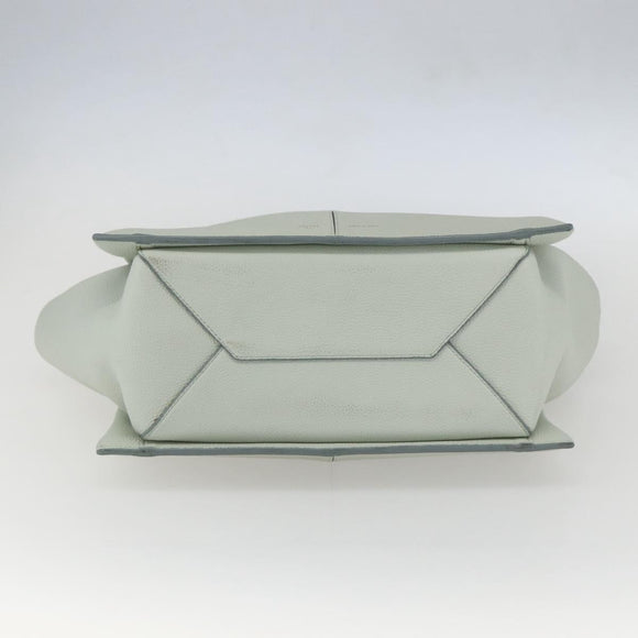 CELINE Trillodo Hand Bag Leather Light Blue Gold Auth 148596M